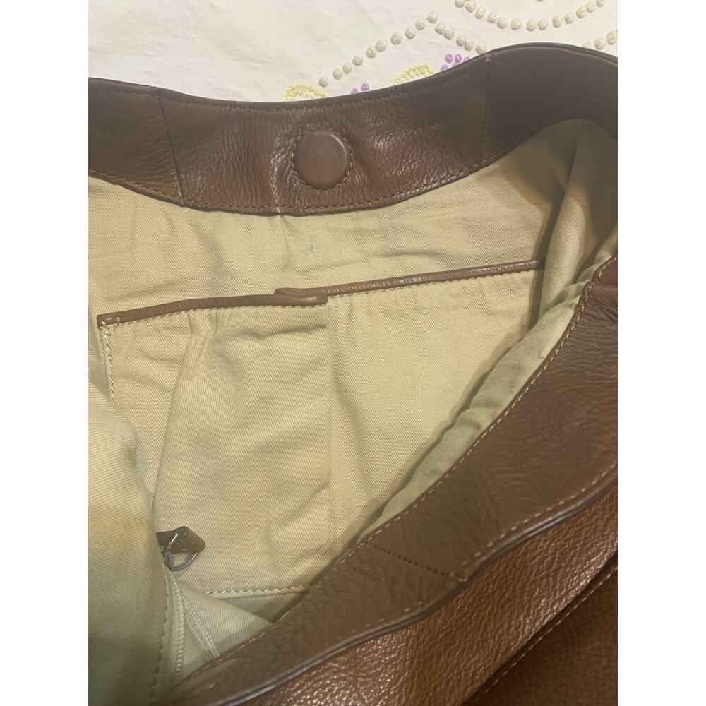 Banana Republic Large Cow Leather Hobo Bag 4 pockets Whipstitch Braided Strap - Picture 10 of 12